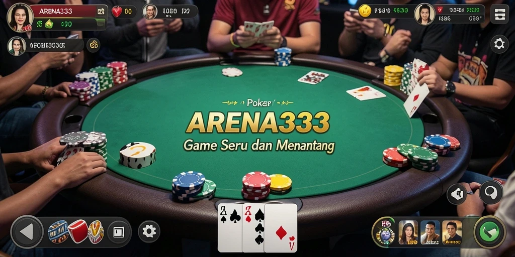 Tampilan aksi seru dalam gameplay poker di ARENA333.