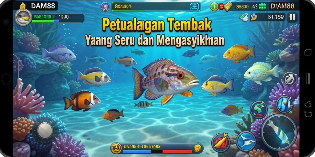 Tampilan gameplay menegangkan saat menangkap berbagai jenis ikan.