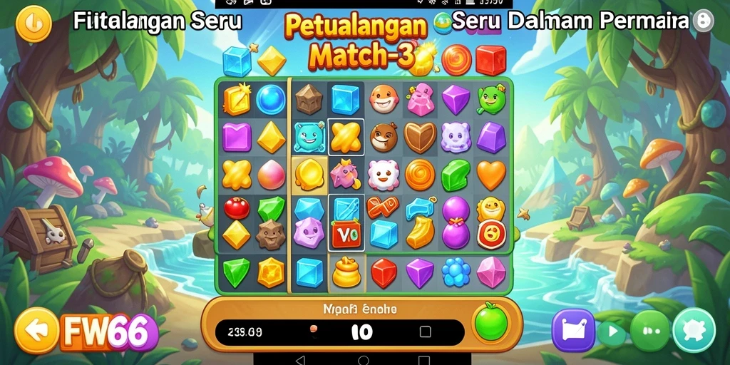 Tangkapan layar FW66 menampilkan gameplay seru dalam dunia Match-3.