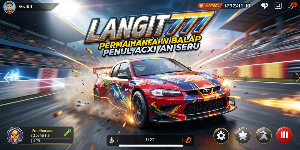 Tampilan saat balapan dengan mobil cepat di LANGIT777.