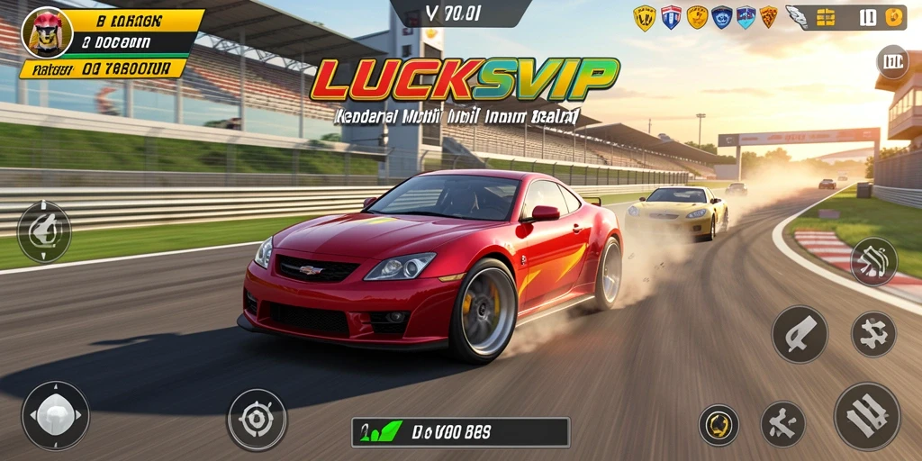 Gameplay balapan seru di LUCKSVIP dengan mobil kencang.