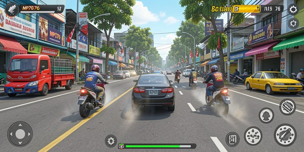 Tampilan gameplay seru dalam balapan cepat MPO76.