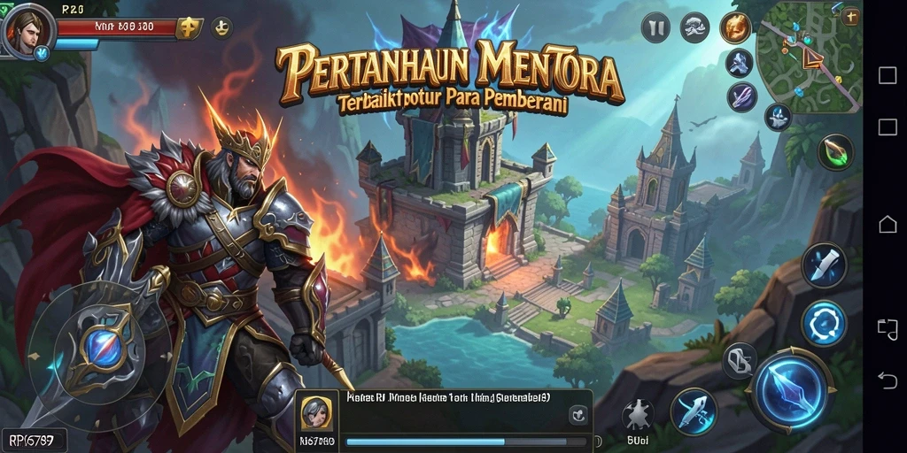 Screenshot gameplay RP6789 menunjukkan menara yang beraksi melawan gelombang musuh.